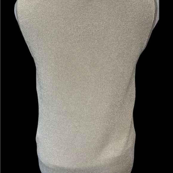 Chico’s Sleeveless Minimalist V Neck Metallic Tank Color Silver - Picture 2 of 4